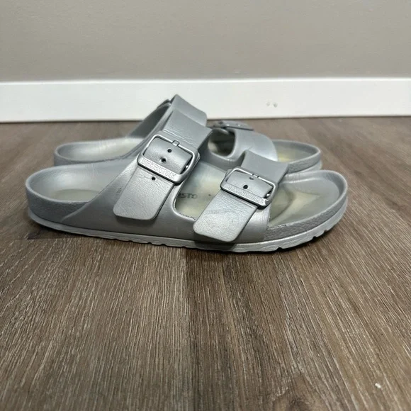 Birkenstock Arizona Essentials Metallic Silver Size 37 - Picture 3 of 13